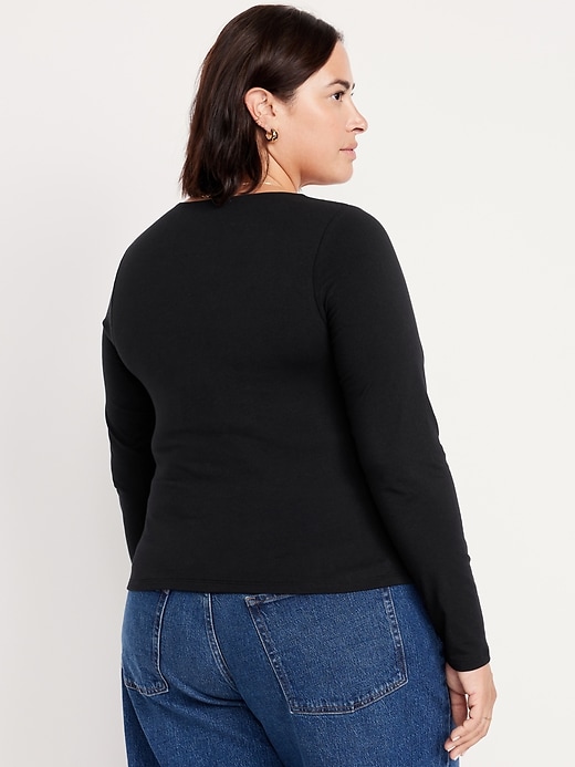 Image number 7 showing, Fitted Double-Layer Scoop-Neck Top