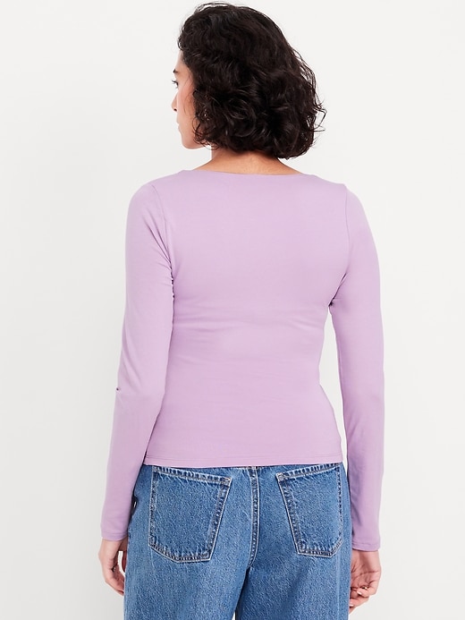 Image number 2 showing, Fitted Double-Layer Scoop-Neck Top