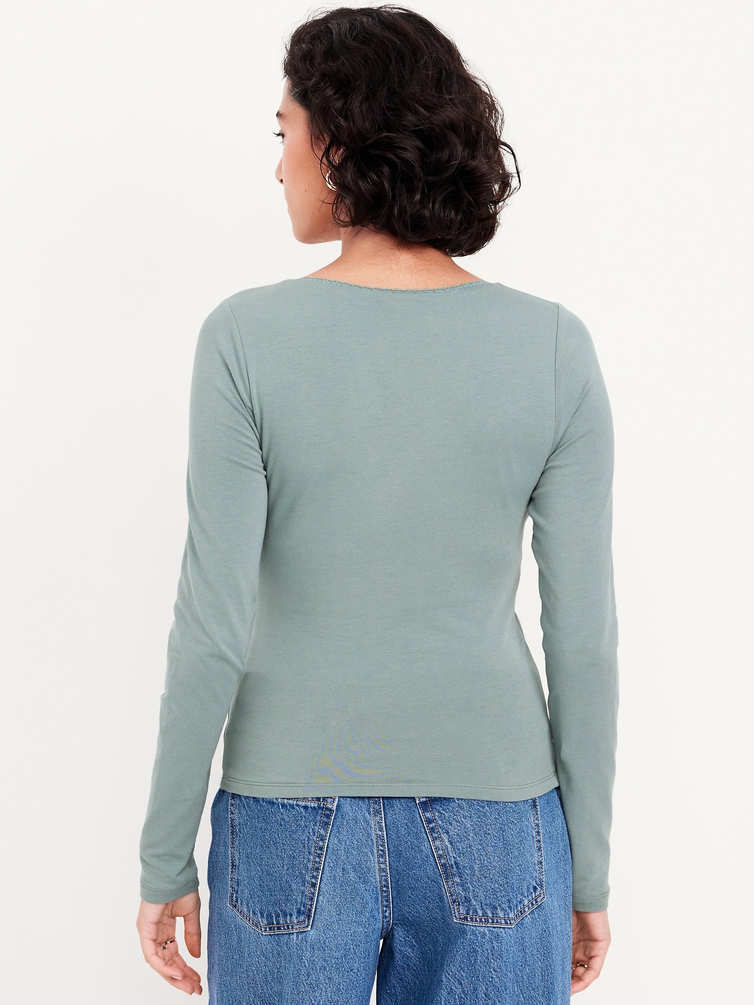Fitted Double-Layer Scoop-Neck Top