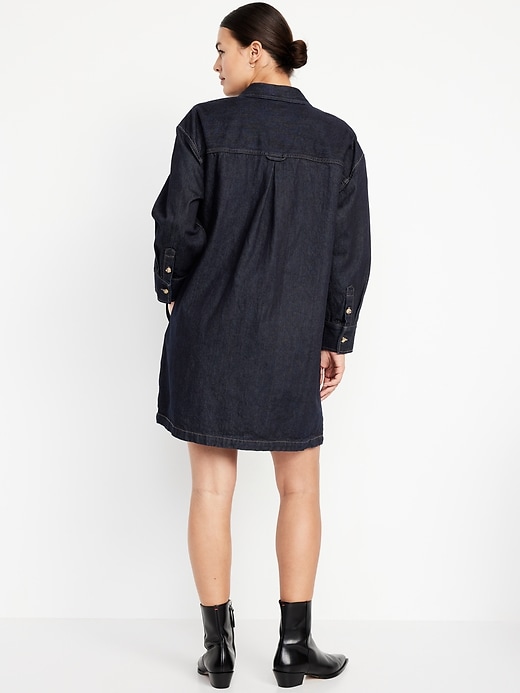 Image number 5 showing, Long-Sleeve Denim Mini Shirt Dress