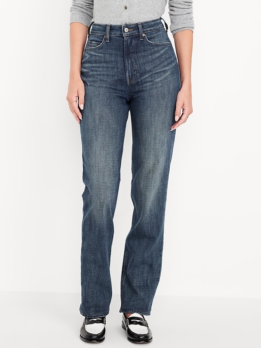 Image number 2 showing, Extra High-Waisted Straight Jeans