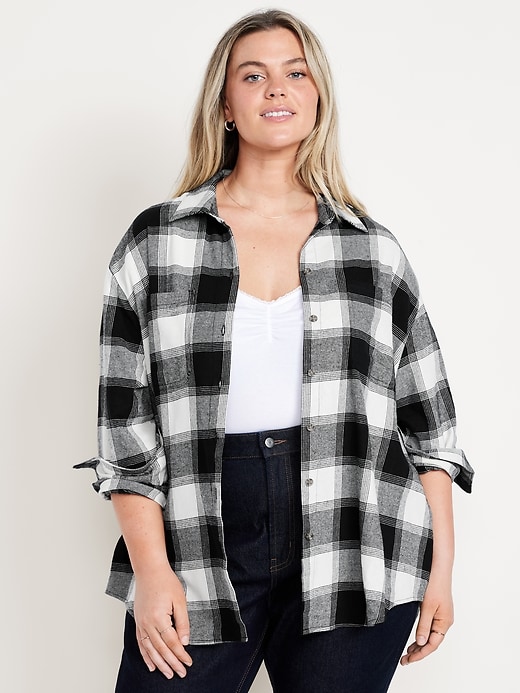 Image number 7 showing, Plaid Flannel Button-Down Boyfriend Shirt