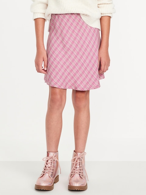 Printed Crepe Skirt for Girls - Purple Plaid