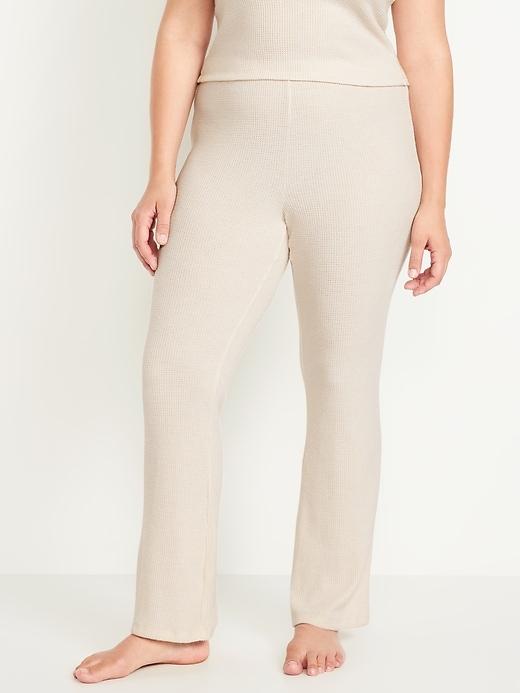 Image number 5 showing, High-Waisted Cozy Waffle Flare Pants