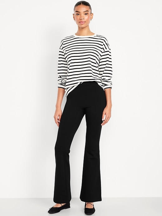 Image number 1 showing, High-Waisted Fleece-Lined Flared Leggings