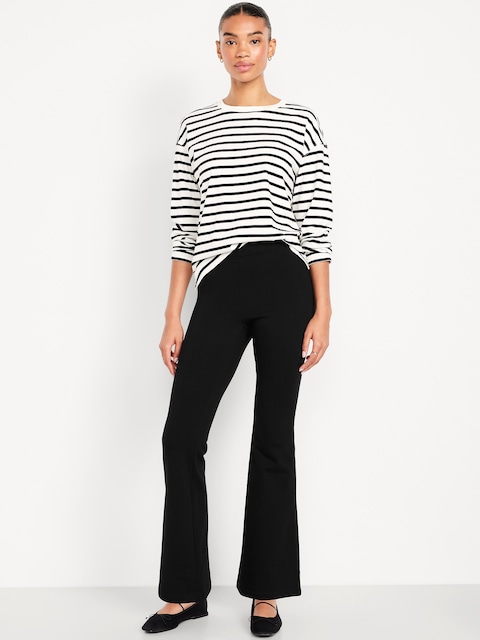 High-Waisted Fleece-Lined Flared Leggings - Black Jack