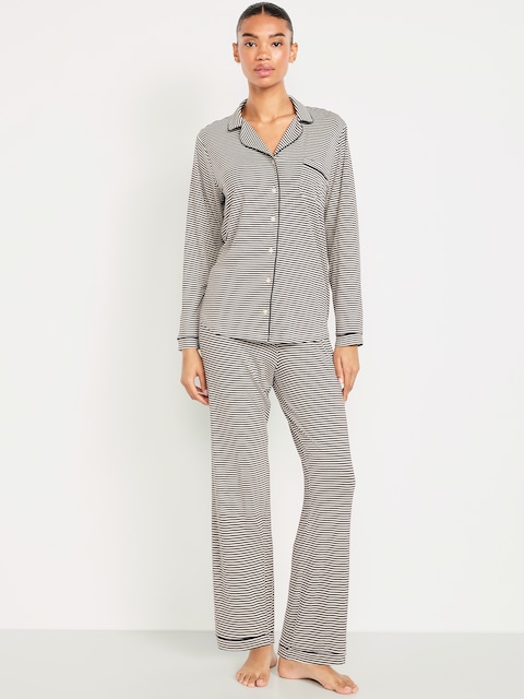 Knit Pajama Pant Set - Dark Gray Stripe