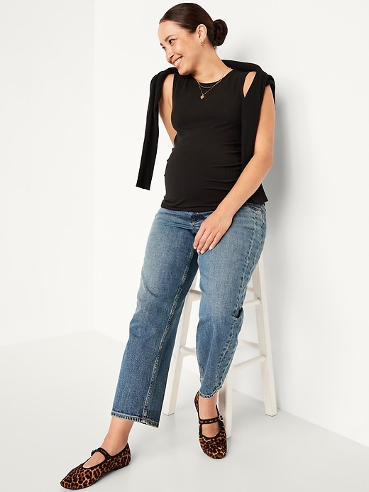 Image number 3 showing, Maternity Sleeveless High-Neck Rib Top
