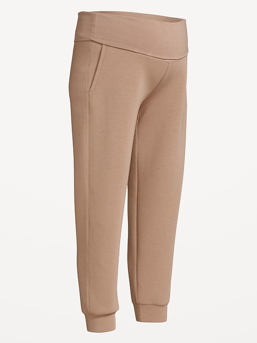 Image number 2 showing, Maternity Bounce Fleece Rollover-Waist Jogger Sweatpants