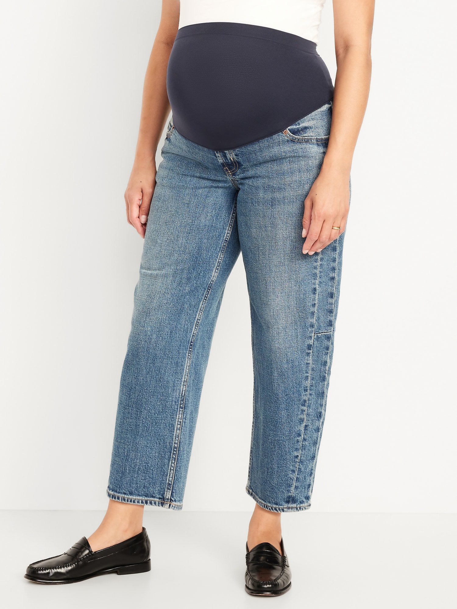 Maternity Full Panel Barrel Ankle Jeans