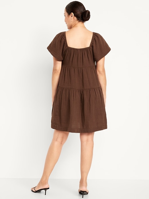 Image number 2 showing, Maternity Square-Neck Crinkle Gauze Mini Dress