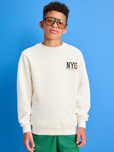 Favorite Fleece Oversized Graphic Fleece Sweatshirt for Boys - Sea Salt