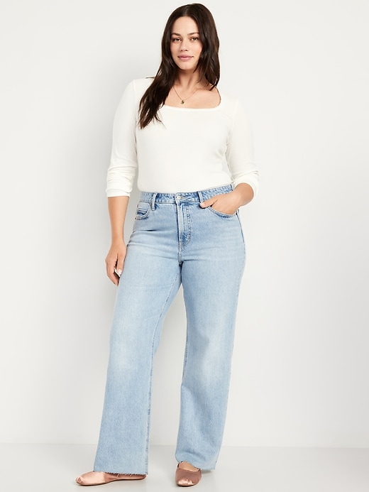 Image number 7 showing, Curvy Extra High-Waisted Wide-Leg Jeans