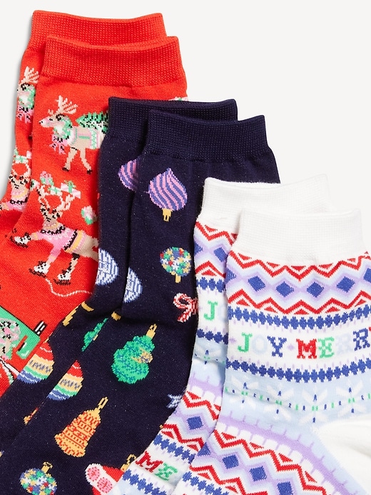 Image number 2 showing, Novelty Quarter Crew Socks 3-Pack for Women