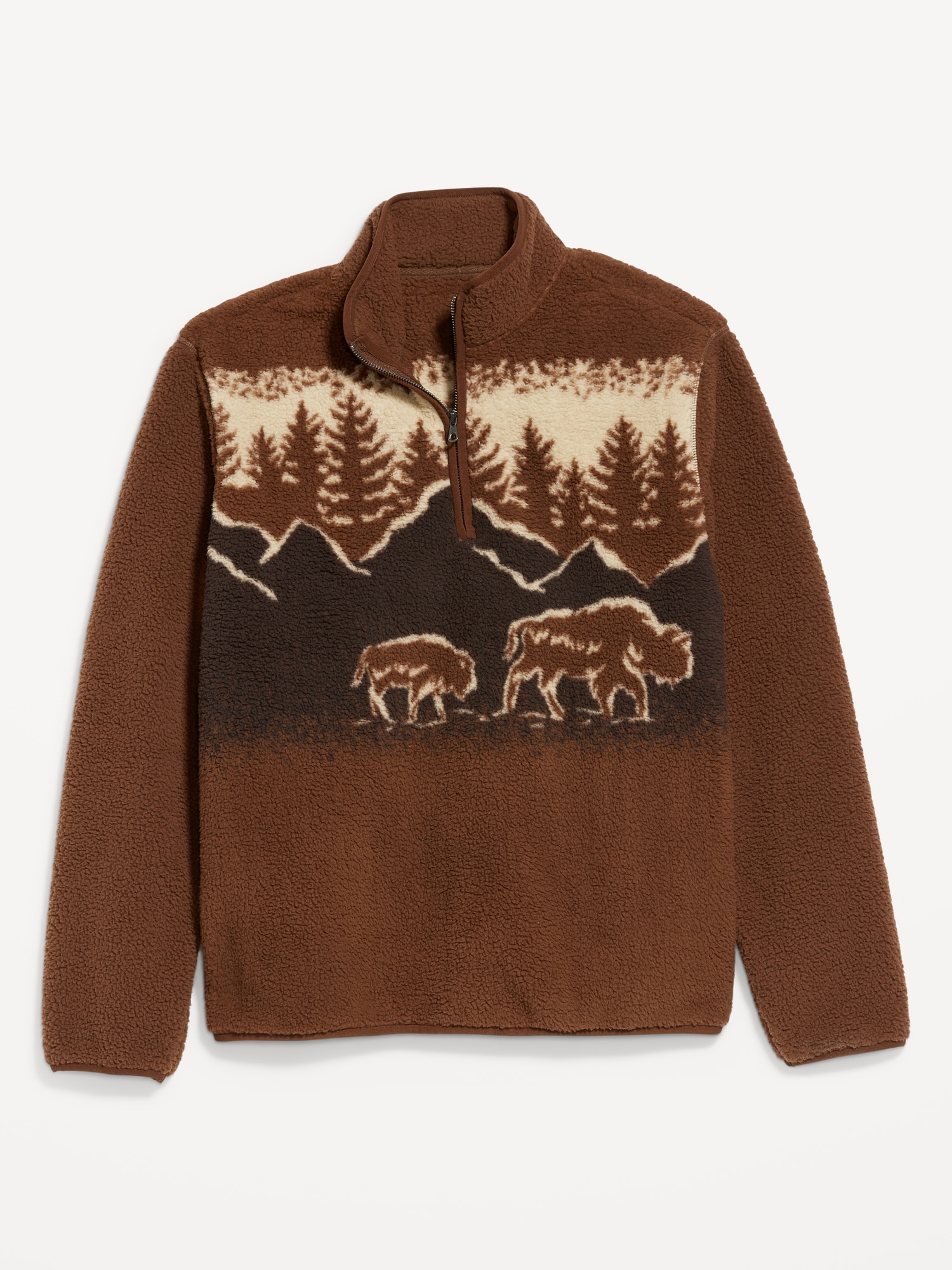 Printed Sherpa Quarter-Zip Pullover | Old Navy