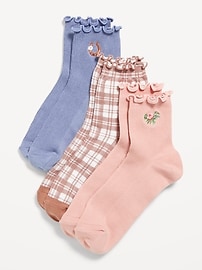 Image number 1 showing, Ruffled Crew Sock 3-Pack for Women