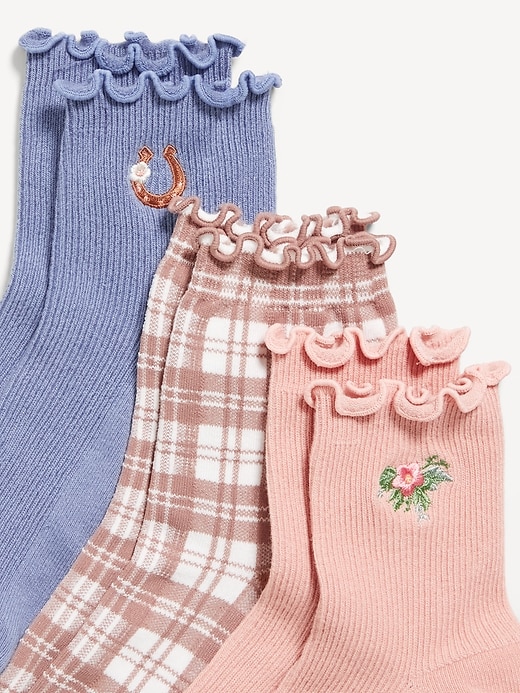 Image number 2 showing, Ruffled Crew Sock 3-Pack for Women