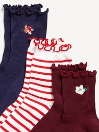 Image number 2 showing, Ruffled Crew Sock 3-Pack for Women