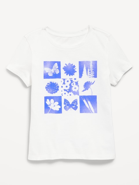 Short-Sleeve Graphic T-Shirt for Girls - White Lilies