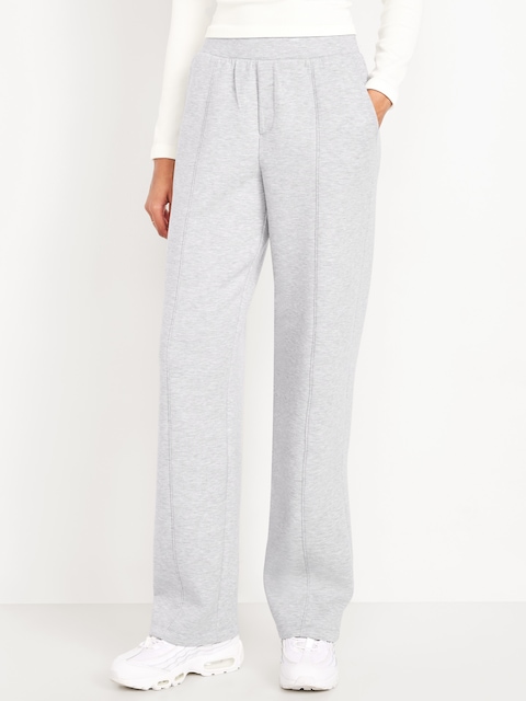 High-Waisted Bounce Fleece Trouser Sweatpants - Faux-Heather Gray
