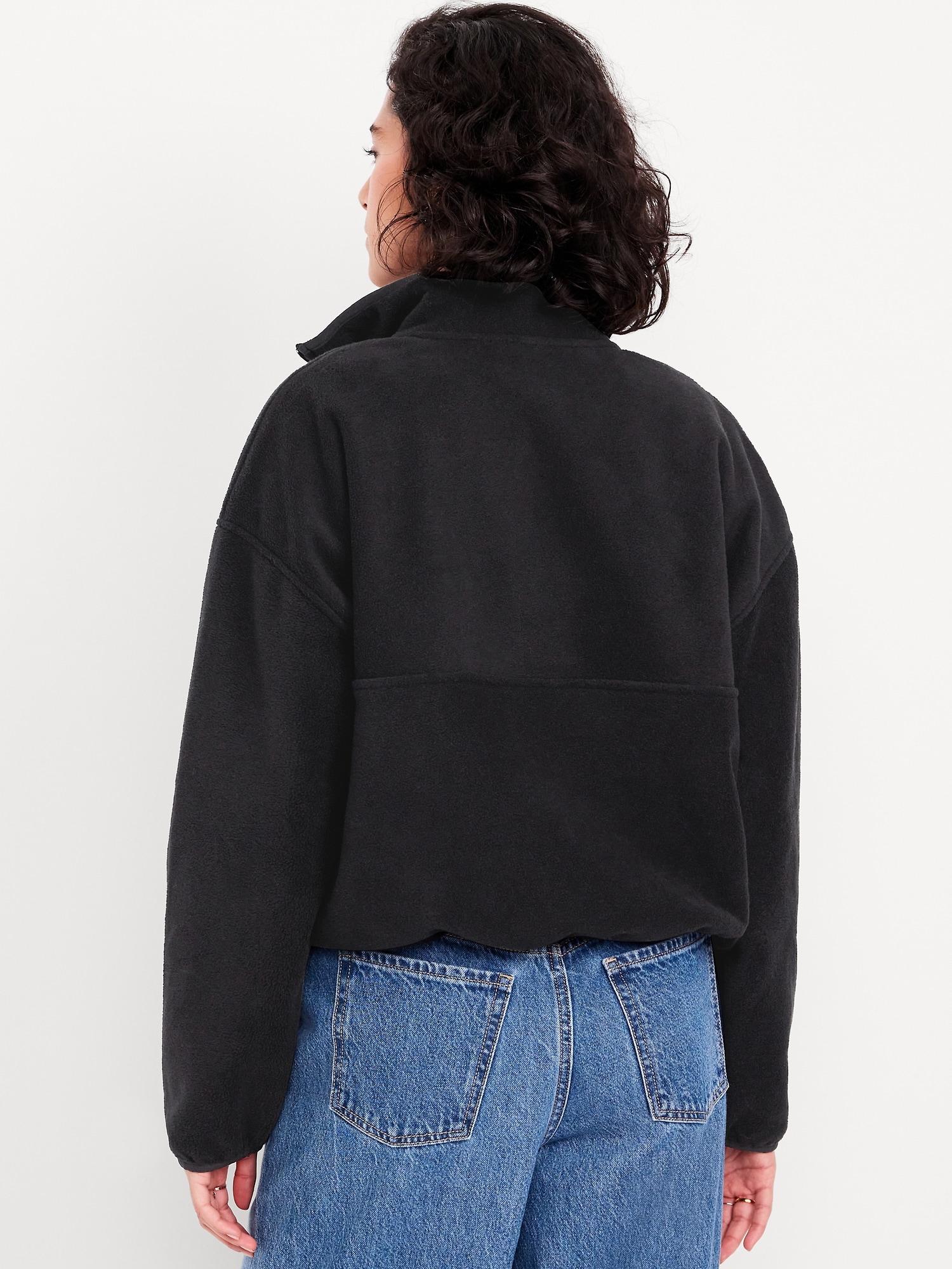 Oversized Performance Microfleece Cropped Half Zip
