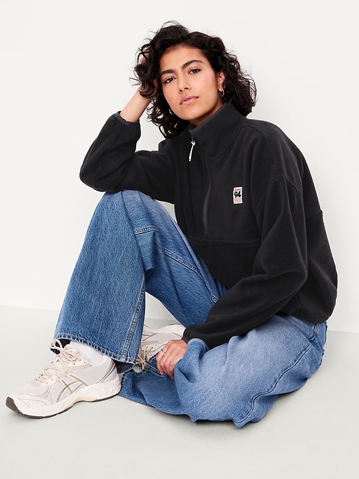 Image number 3 showing, Oversized Performance Microfleece Cropped Half Zip