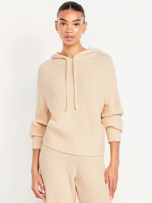 Image number 1 showing, Bouclé Pullover Hoodie Sweater