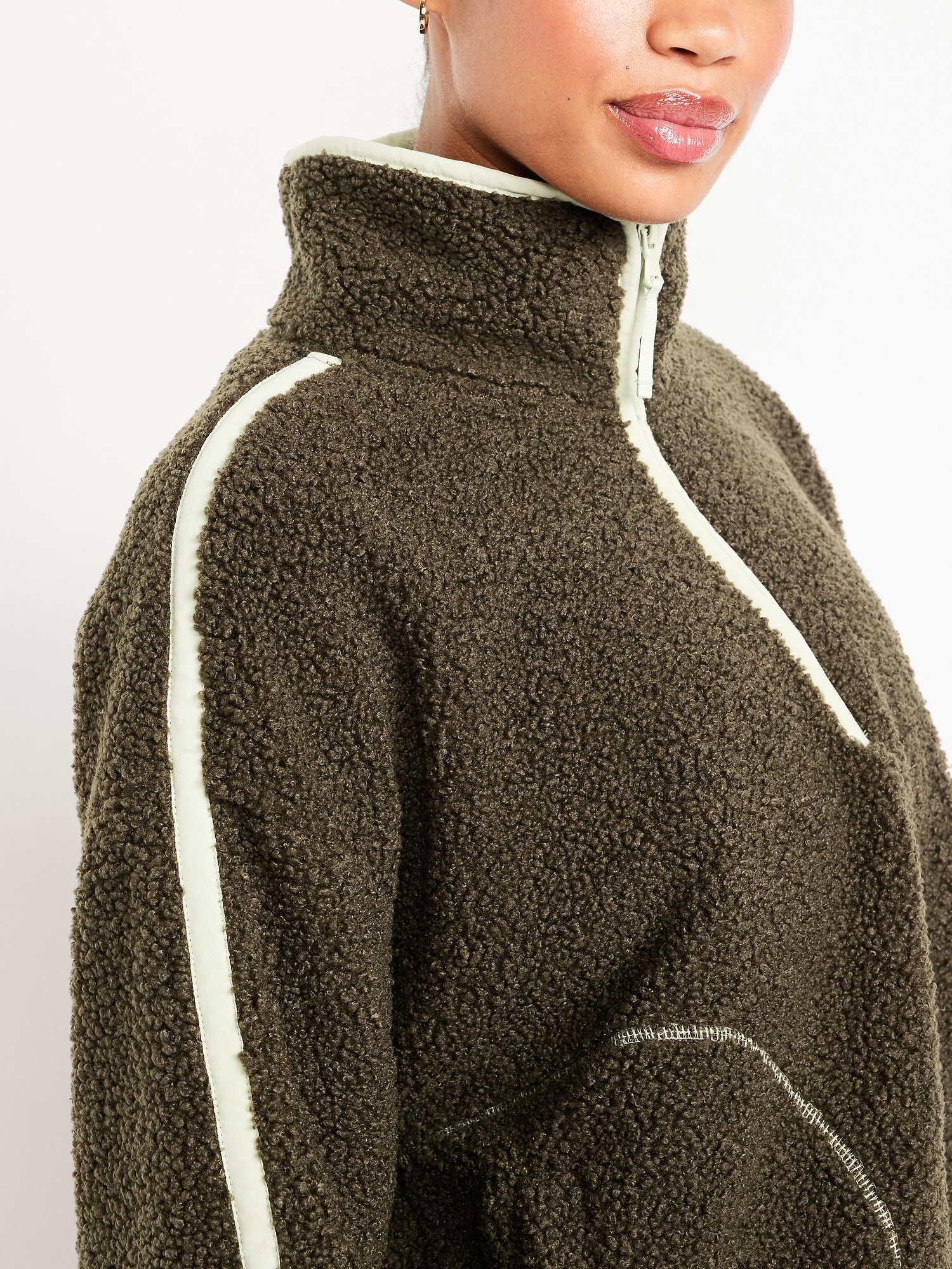 Loose Sherpa Quarter-Zip Pullover | Old Navy