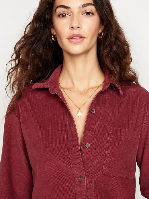 Image number 4 showing, Cropped Button-Down Corduroy Shirt