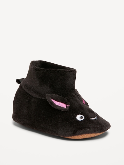 Velour Critter Slippers for Baby - Bat
