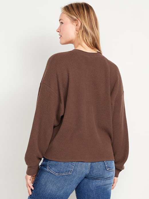 Image number 5 showing, Oversized Cozy Waffle Henley Top