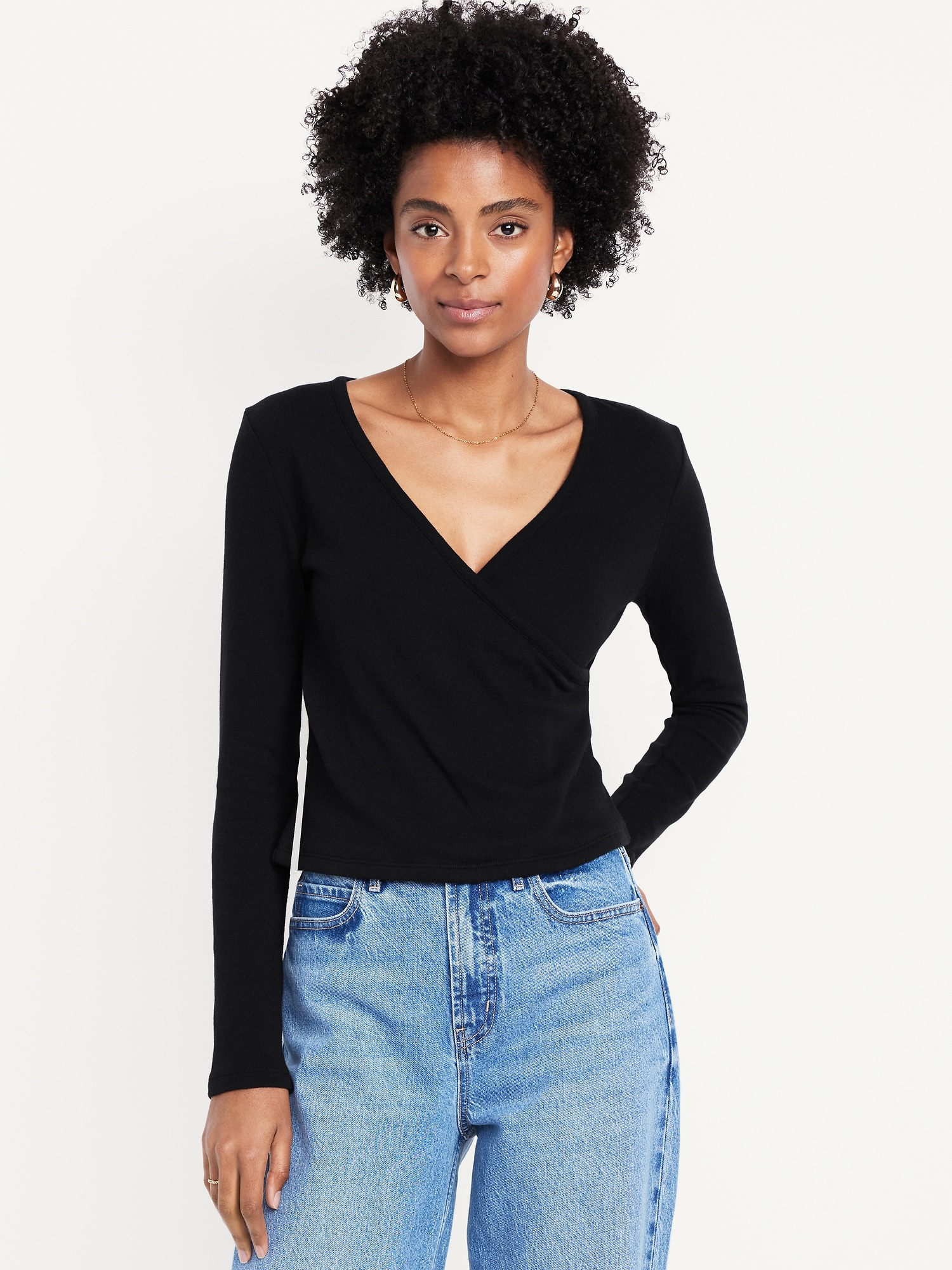 Long-Sleeve Wrap-Front Top - image 4