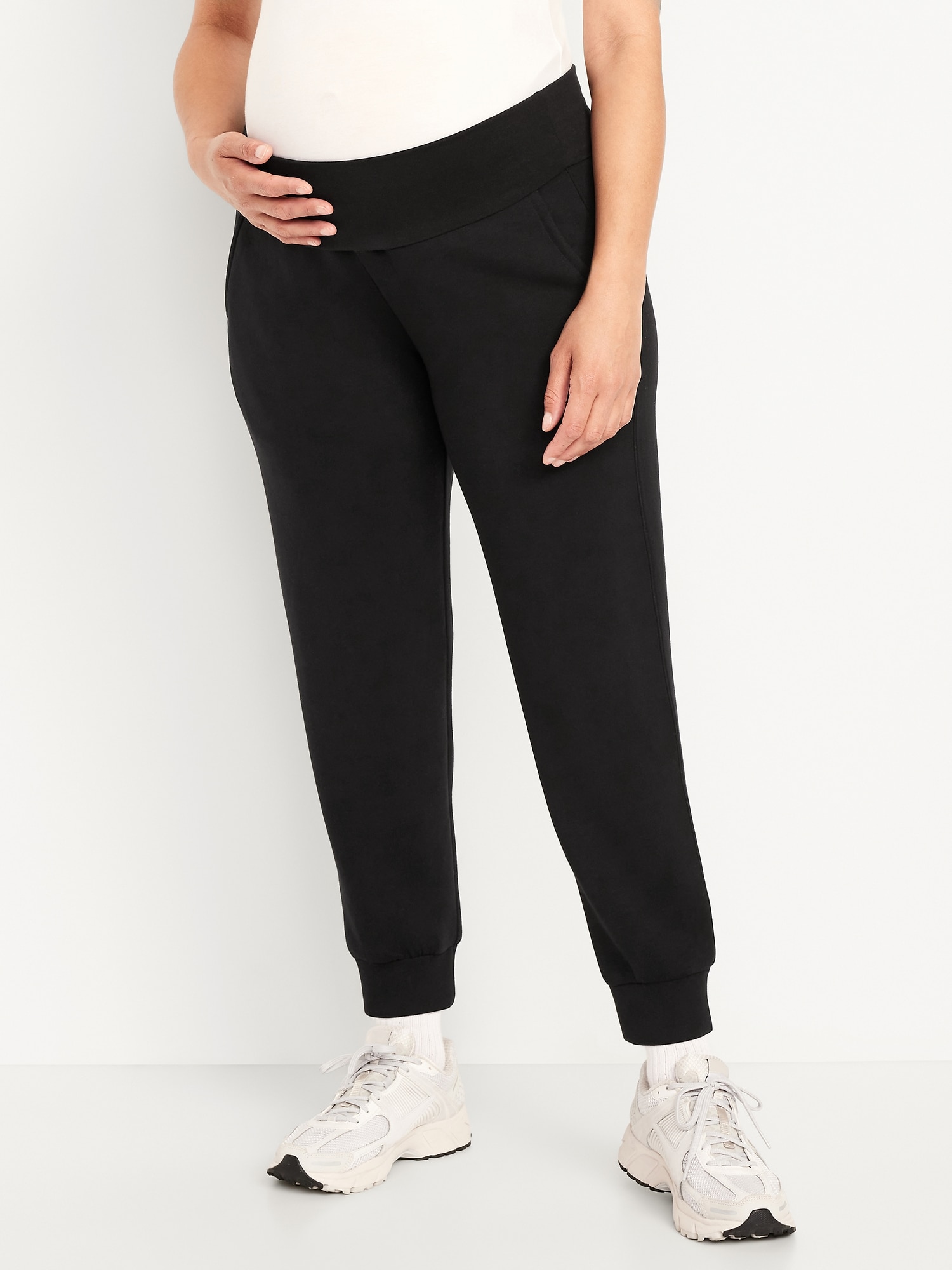 Maternity Bounce Fleece Rollover-Waist Jogger Sweatpants