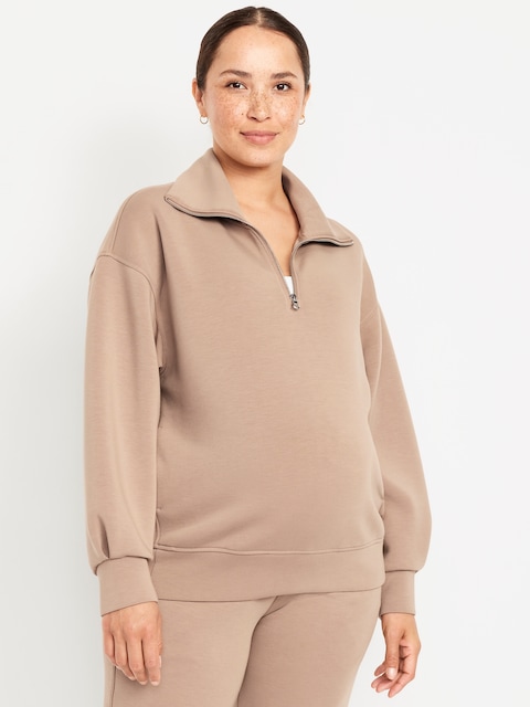 Maternity Bounce Fleece Half-Zip Pullover - Salt Marsh