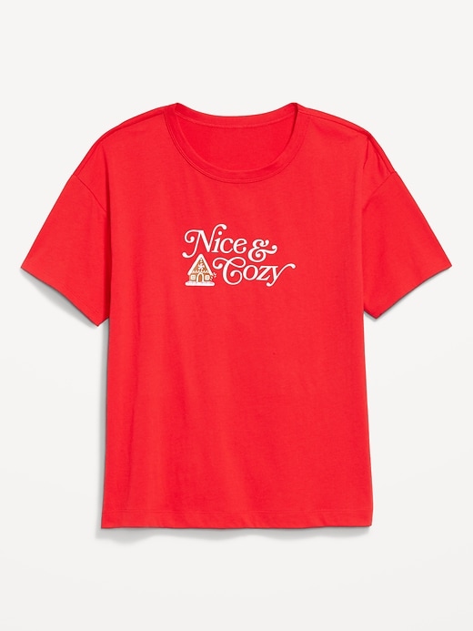 Image number 9 showing, Holiday-Graphic Crew-Neck T-Shirt for Women