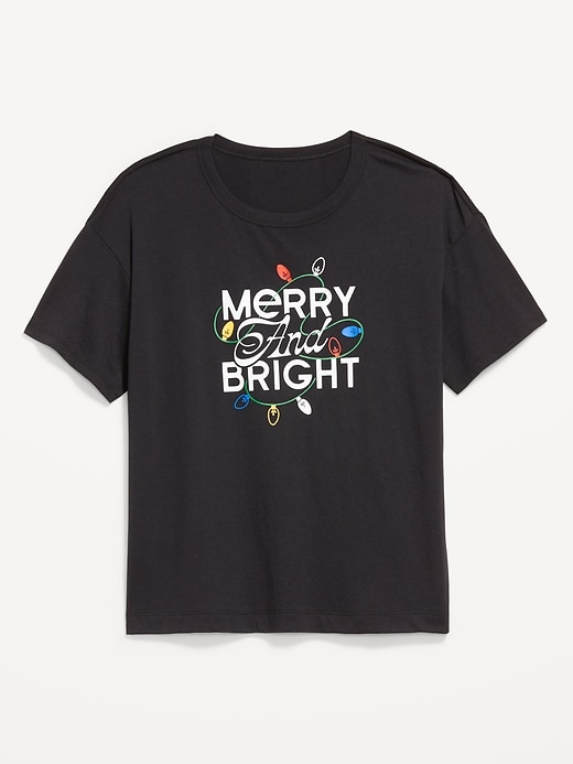 Image number 7 showing, Holiday-Graphic Crew-Neck T-Shirt for Women