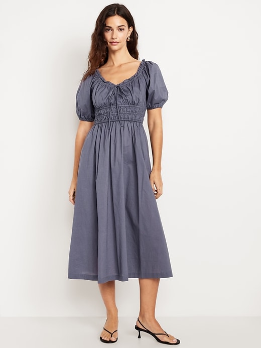 Image number 1 showing, Fit & Flare Puff-Sleeve Midi Dress