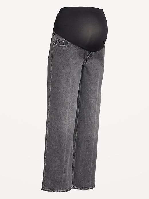 Image number 4 showing, Maternity Extra High-Waisted Full-Panel Wide-Leg Jeans