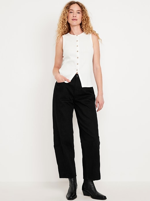 Image number 1 showing, High-Waisted Barrel Ankle Jeans