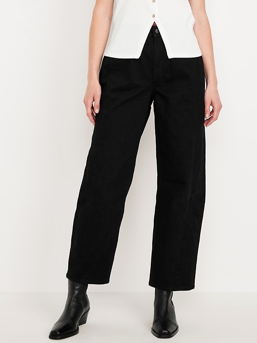 Image number 2 showing, High-Waisted Barrel Ankle Jeans