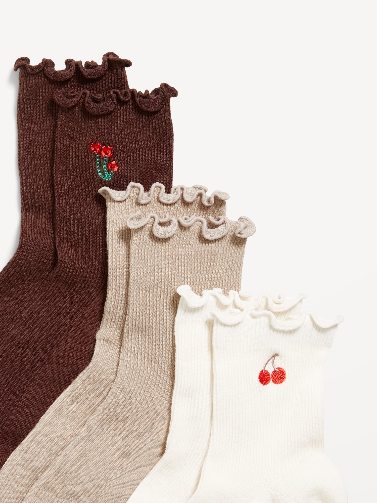 Ruffled Crew Sock 3-Pack for Women