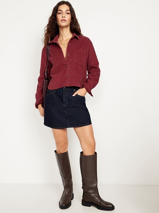 Image number 3 showing, Cropped Button-Down Corduroy Shirt
