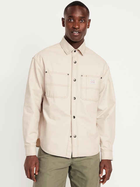 Oversized Canvas Workwear Shacket - Wish Bone