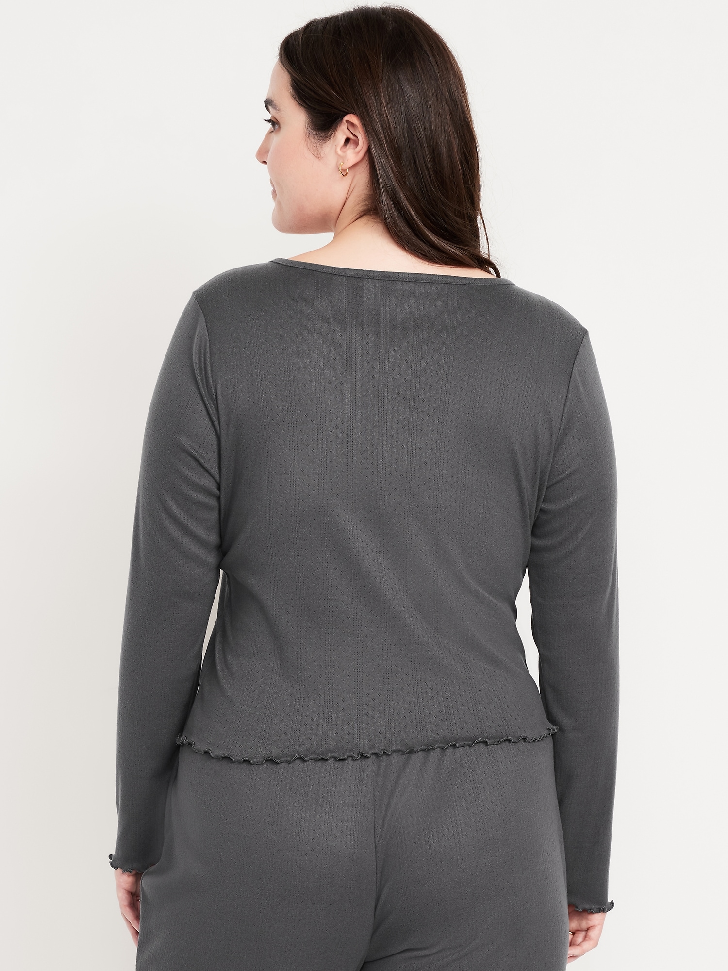 Cozy Lettuce-Edge Pajama Top