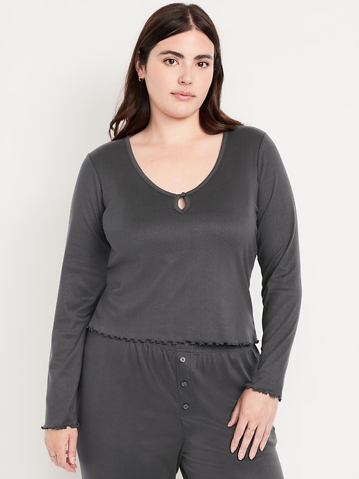 Image number 4 showing, Cozy Lettuce-Edge Pajama Top