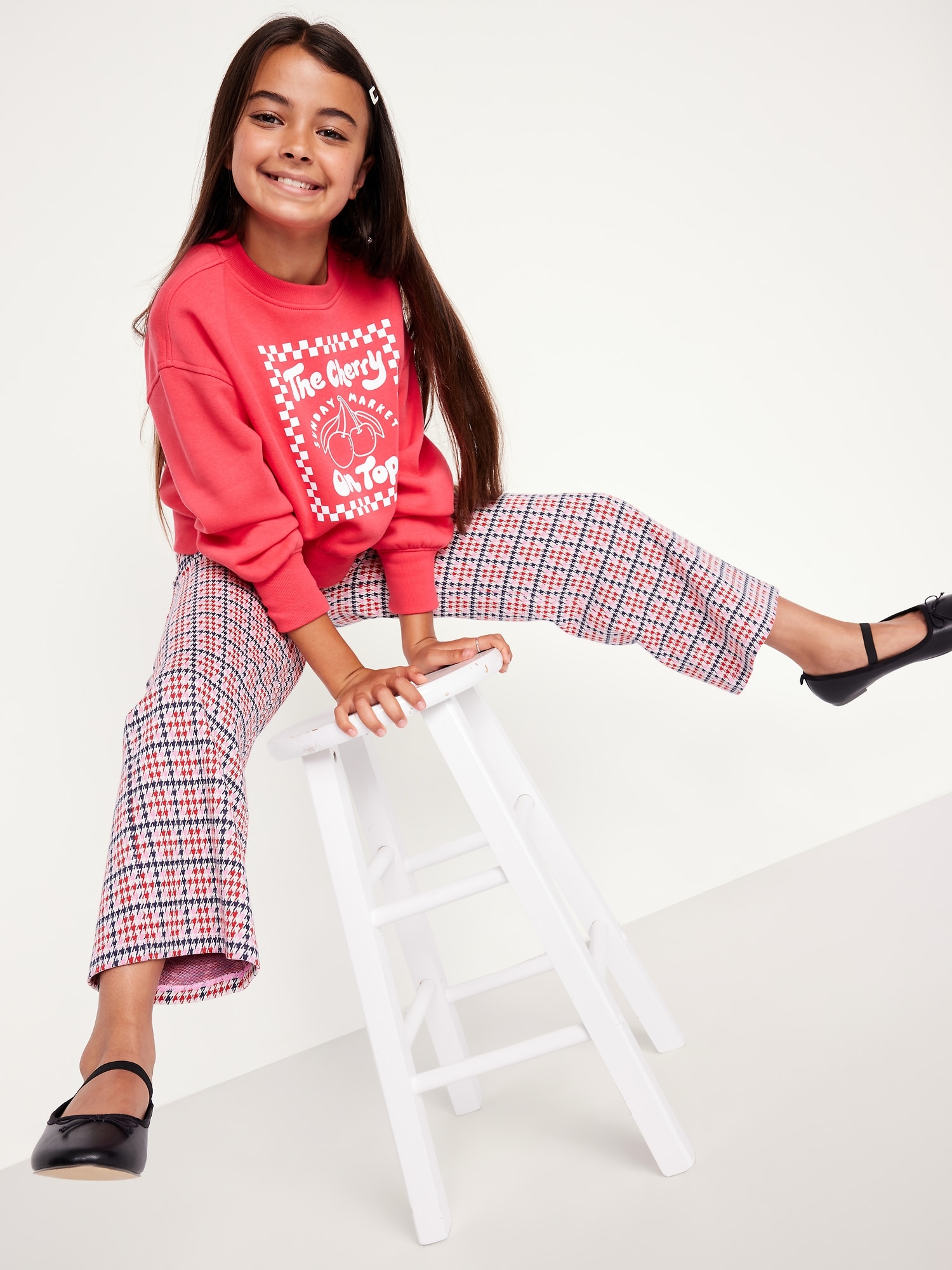 High-Waisted Straight-Leg Sailor Pants for Girls