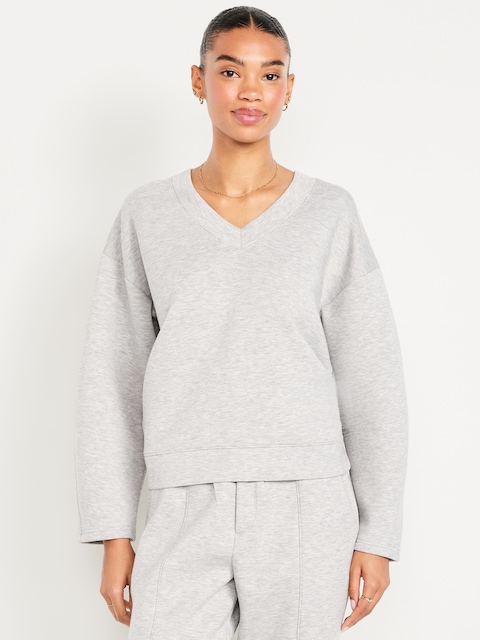 Bounce Fleece V-Neck Cocoon Sweatshirt - Medium Heather Gray