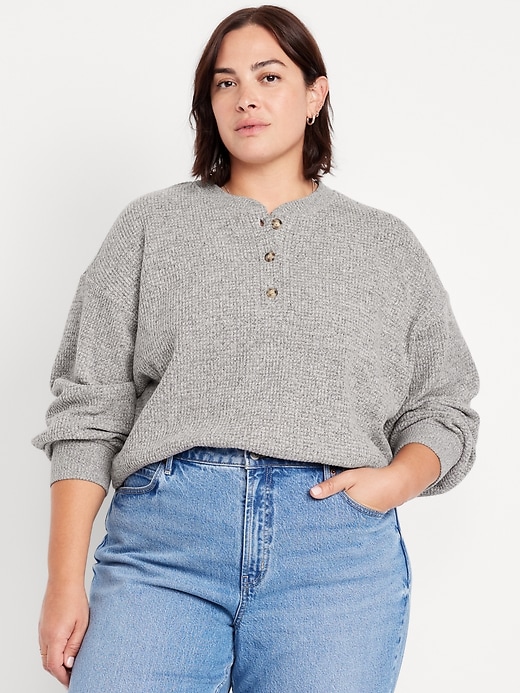 Image number 6 showing, Oversized Cozy Waffle Henley Top