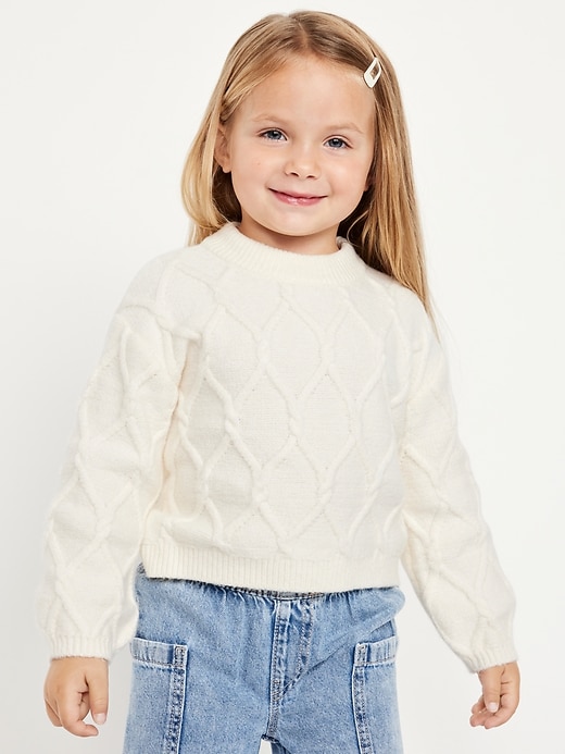 Image number 1 showing, Long-Sleeve Cable-Knit Sweater for Toddler Girls
