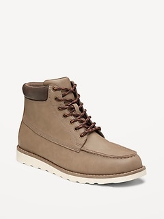 Faux-Leather Work Boots for Men
